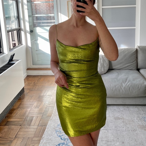 *NWT* GAUGE81 Almora Dress in snake, size 36 | green sequin mini dress - Picture 6 of 7